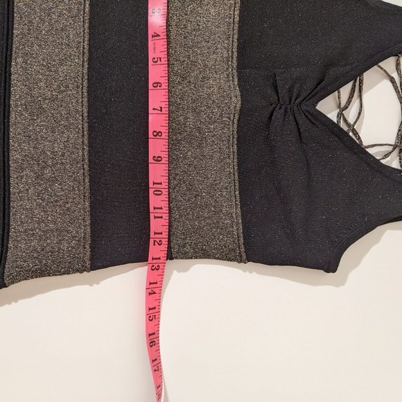 Forever 21 Striped Black Little Golden Sparkly Dress with laces. Medium Size.XXI - Picture 12 of 13